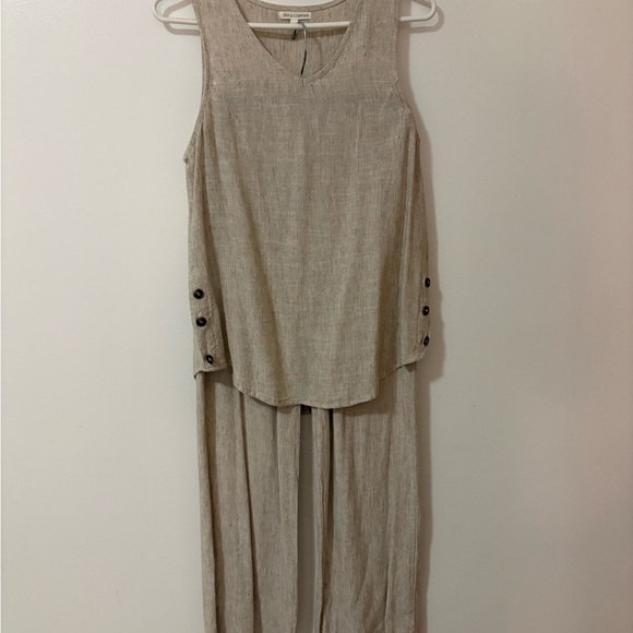 Chic Beige Linen blend Sleeveless Pantsuit - Picture 2 of 13